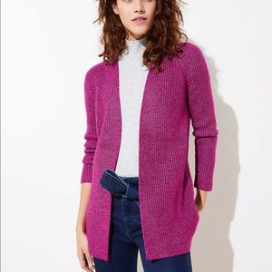 Loft berry heather regular open cardigan medium